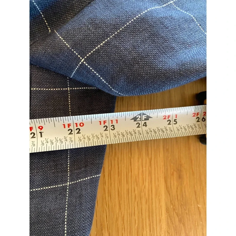 Tommy Hilfiger Blue Linen Windowpane Sport Coat Blazer Jacket Mens 46R